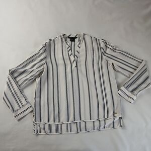 Armani Exchange Long Sleeve Semi-sheer Hi-low Blouse Top